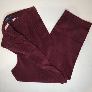 VNT Abercrombie Fitch Wide Wale Pleated Trousers Pants Corduroy Wine Burgundy 36